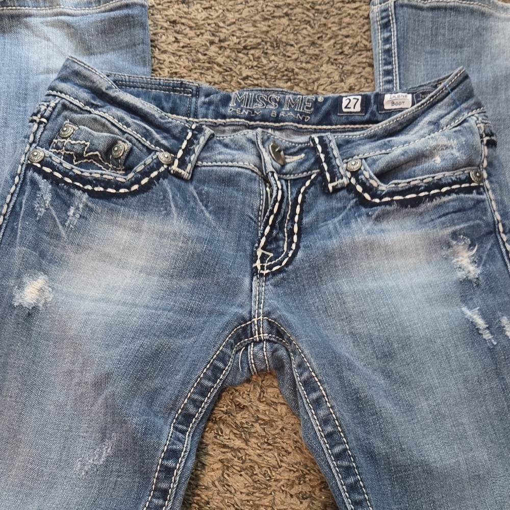 Miss Me Women's Distressed Blue Boot Cut Jeans
